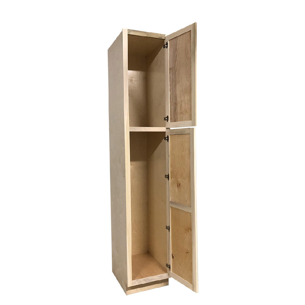 Kitchen Utility Pantry Cabinet | Unfinished Poplar | Shaker Style | 96x18x24 in
